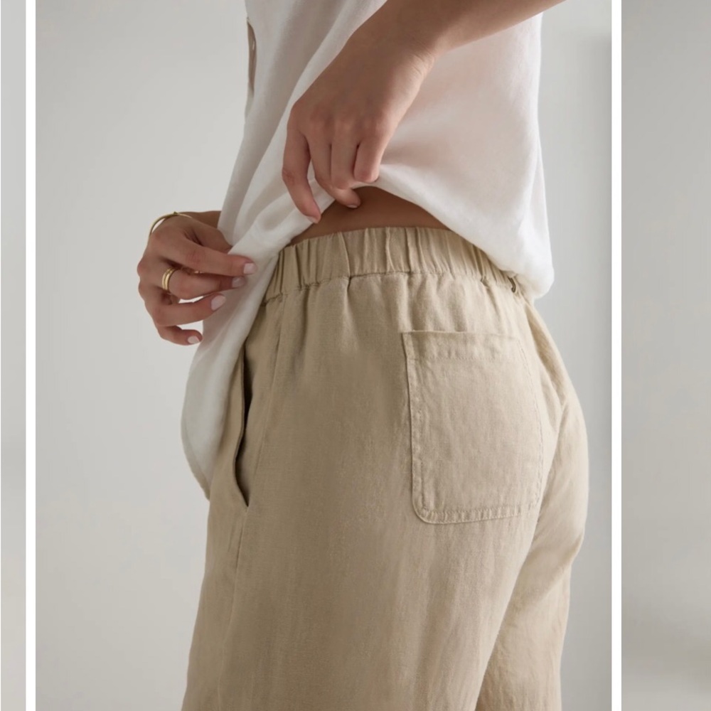 Quince 100% European Linen Cropped Pants Driftwood Size XL NWT - Picture 2 of 11
